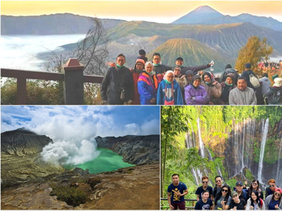 Paket Wisata Bromo Kawah Ijen Tumpak Sewu Waterfall tour hiking mountain travel trekking volcano