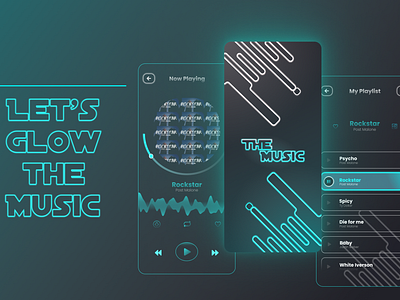 Music App UI (Neon) mobile mobile ui design mobile uiux music app neon