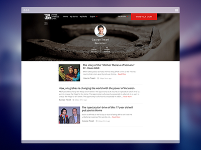 Profile Page blog clean flat interesting profile read red write yourstory