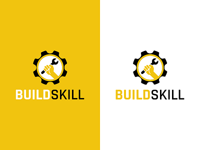 Logo Design Buildskill black bold clean flat logo logo design simple tools yellow