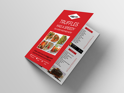 Take Out Menu banner bi fold fast flat flyer food delivery menu red restaurants white