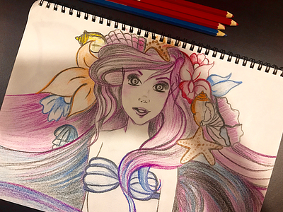 Ariel ariel beautiful character colorful colourful disney drawing eyes flowers mermaid sketch