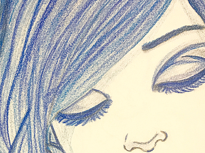 One Color Tone beautiful blue color drawing eyes face girl hair one sketch