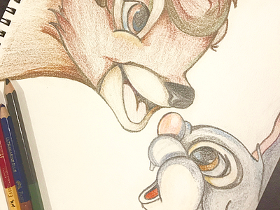 Bambi & Thumper beautiful character colors colourful deer disney drawing eyes pencil rabbit sketch