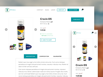 Product Page - 4macy cart casual shopping checkout description e commerce ecommerce green medicines product page ui design web design website