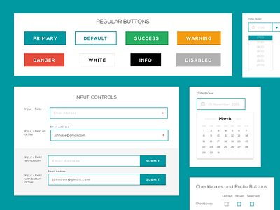 Design Ui Kit - 4macy buttons calendar date design flat green input minimalist ui kit user interface web design white