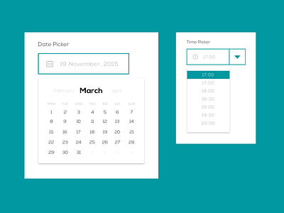 Date/Timepicker - 4macy calendar date elements flat green hours material months picker time ui design web design