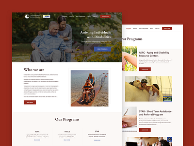 Independent Living Centre, Alaska clean home page interface landing page maroon modern red template ui ux web design