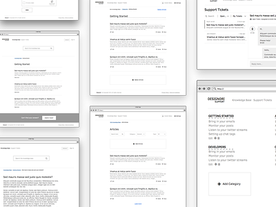 Support Site Wireframes