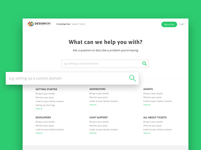 Support Site Knowledge Base clean knowledge base landing page minimal search support support site designori support tickets template tickets ui ux web design website
