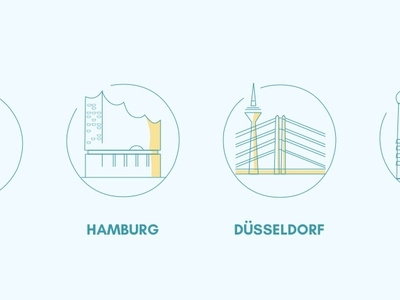 Location Icons berlin blue colorful düsseldorf germany hamburg icons line icons location munich pastels places yellow