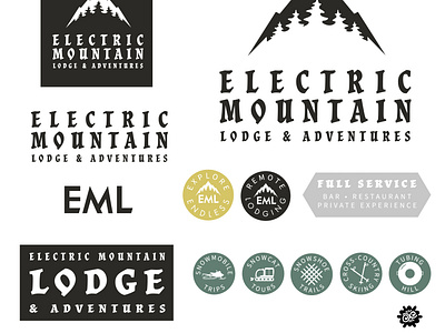 Electric Mountain Lodge Rebranding branding design graphic design icon illustration illustrator logo minimal typography vector