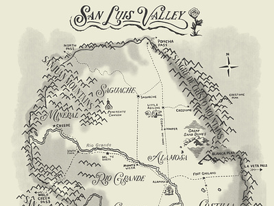 San Luis Valley Vintage Map Illustration