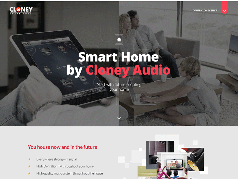 Cloney Audio climate control hd house smart home tv ui ux web