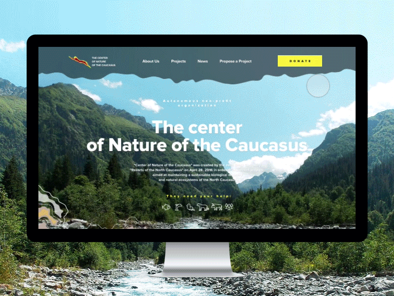 The Center of Nature of the Caucasus animation clean color desktop interactions motion ui ux