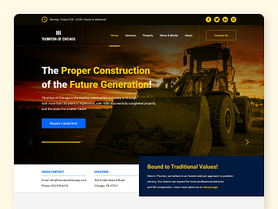 Thornton of Chicago adobe company construction design excavator figma graphic high fidelity home landing logo mockup page roboto ui user experience user interface ux web xd