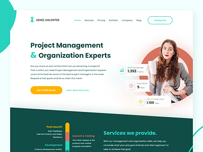 Jones Unlimited - Project Management & Organization Agency adobe agency branding design graphic design homepage internet jones landing logo management organization product project ui unlimited user experience user interface ux web