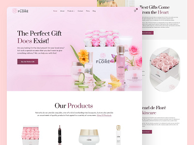 Pearl de Floré - Website Redesign Concept adobe beauty bouquet creme design elegant figma flower gift homepage luxury pink roses shop sketch skincare ui ux website xd