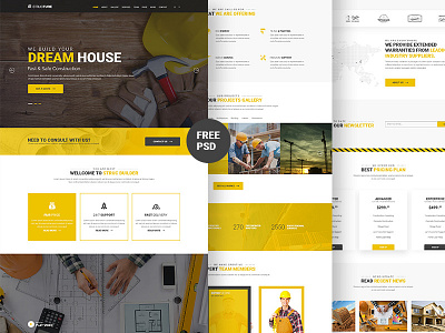 Construction Template (Freebie) architecture building business construction free download industry one page ui