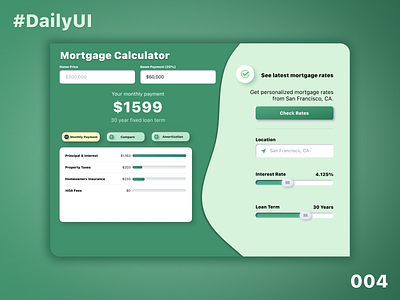 004 - Mortgage Calculator dailyui dailyui 004 design ui uidesign