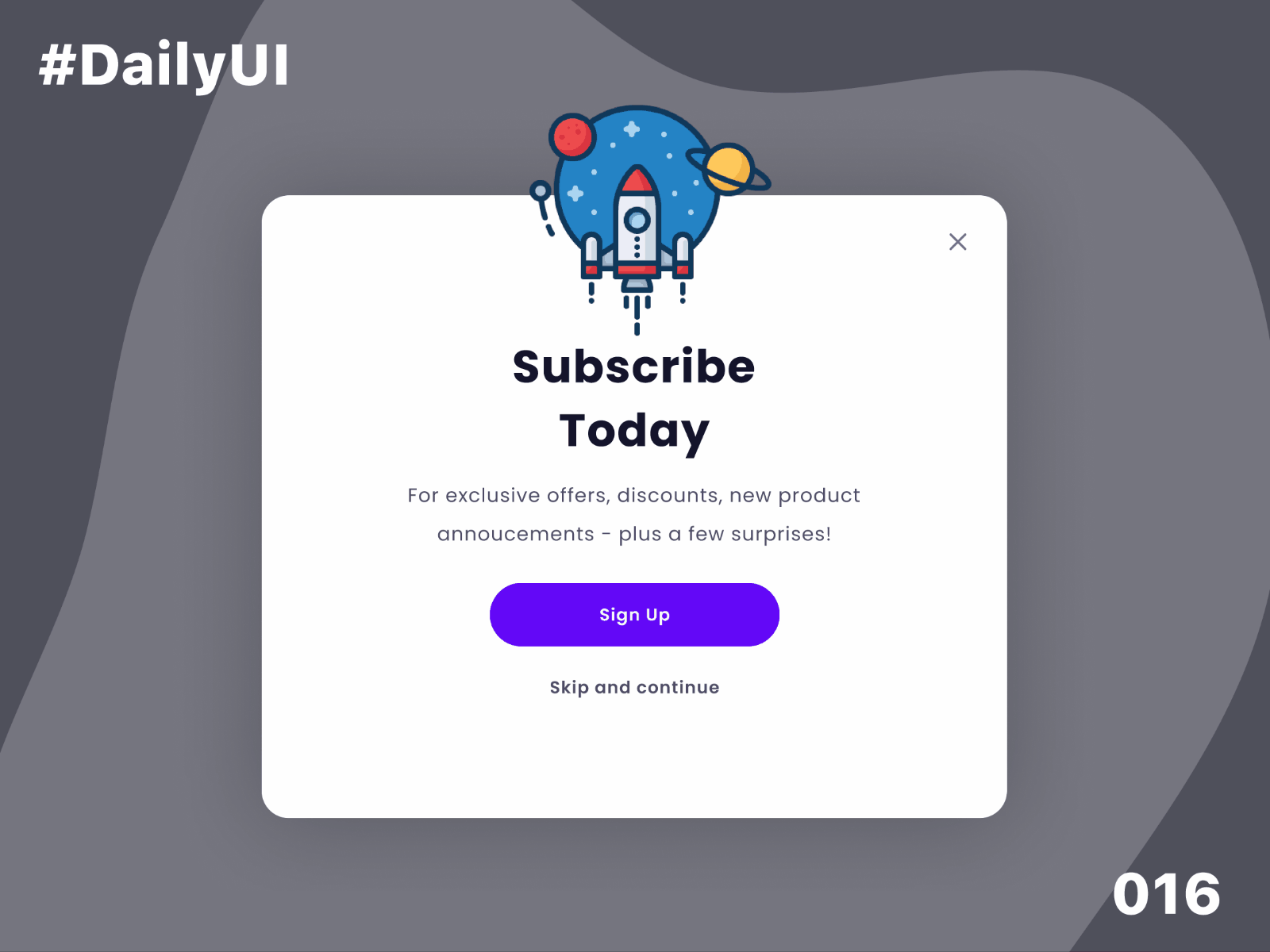 016 - Pop-Up / Overlay dailyui dailyui 016 dailyuichallenge design ui uidesign