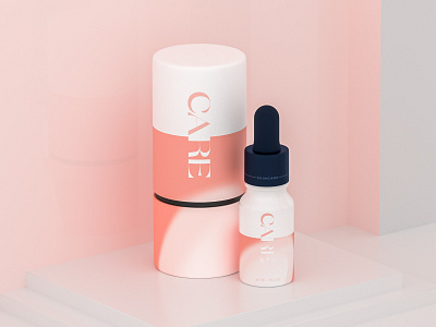 Care bottle 3d 3d modeling branding cosmetics design minimal peach pink texture