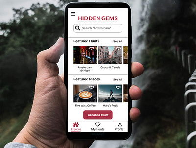 Hidden Gems app design social travel ux