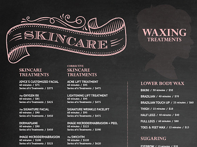 Menu Sign for Skincare Company