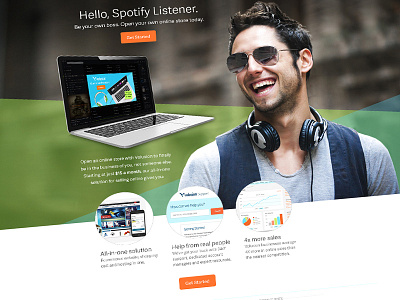 Spotify ad for volusion advertisement e commerce ecommerce landing page music radio responsive seo spotify website