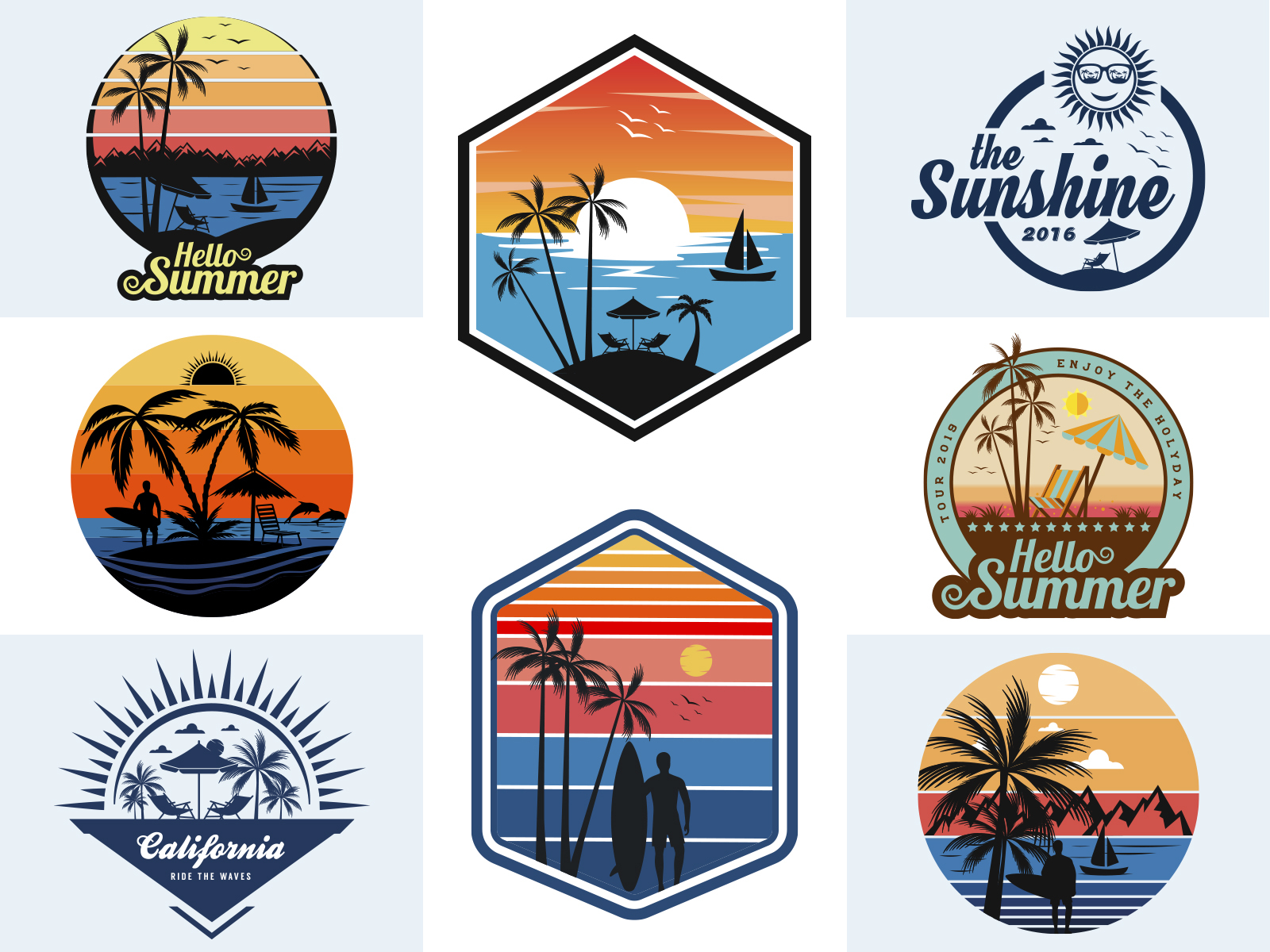 vintage beach logos