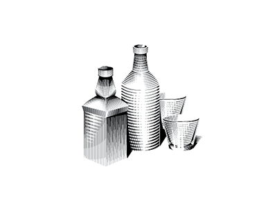 Bottles alcohol botellas bottles crosshatch drinking grabado halftone illustration ilustración vector