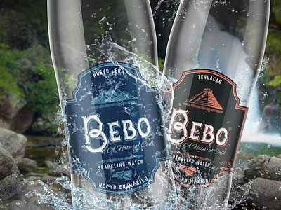 Bebo a Natural Chill bottle branding chill design graphic graphic design illustration label logo logodesign mexicans nature typography water water label