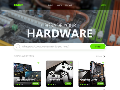 TinBox Landing Page app design ecommerce hardware store online store ui ux website