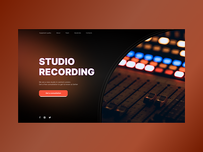 Recording studio broadcasting colorful design equipment hit landing microphone music record recording shapes sound studio trend ui uiux ux voice