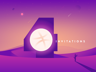 4 invitations creative desert design dribbble four galaxy illustration invitation invite invites night