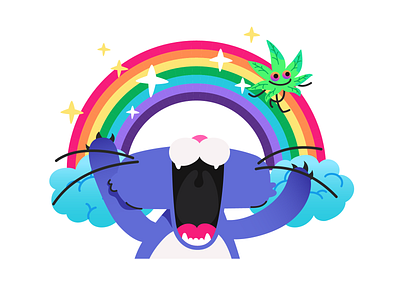 Weed Cat Sticker: Rainbow