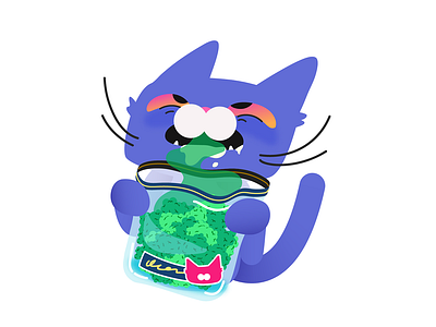 Weed Cat Stickers: full pack character design illustration