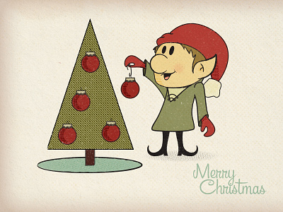 Tree Trimming Elf christmas elf illustration