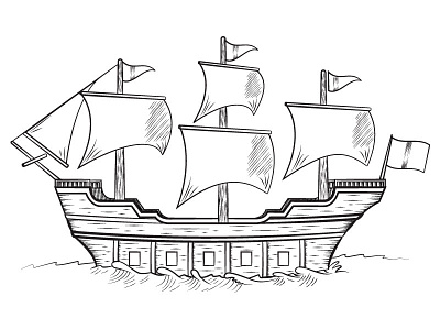 Come Sail Away illustration pirate ship sailing ship vector