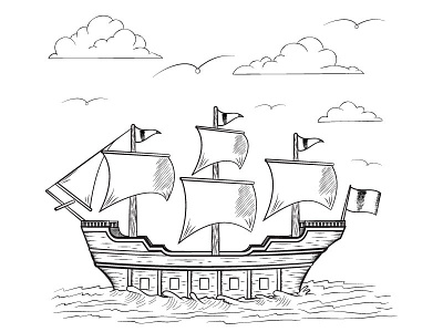 Come Sail Away Wip illustration sailing ship vector