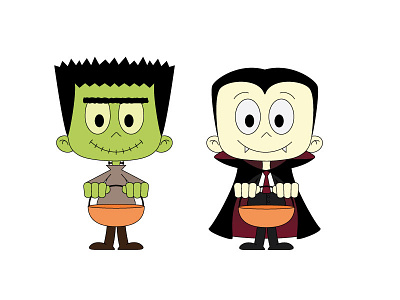 Frank And Vlad WIP frankenstein halloween illustration trick or treat vampire vector