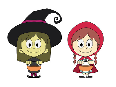 Wendy and Red WIP halloween illustration trick or treat vector witch