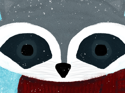 Raccoon digital painting illustration raccoon snow texture winter