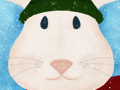 Rabbit digital painting illustration rabbit snow texture winter