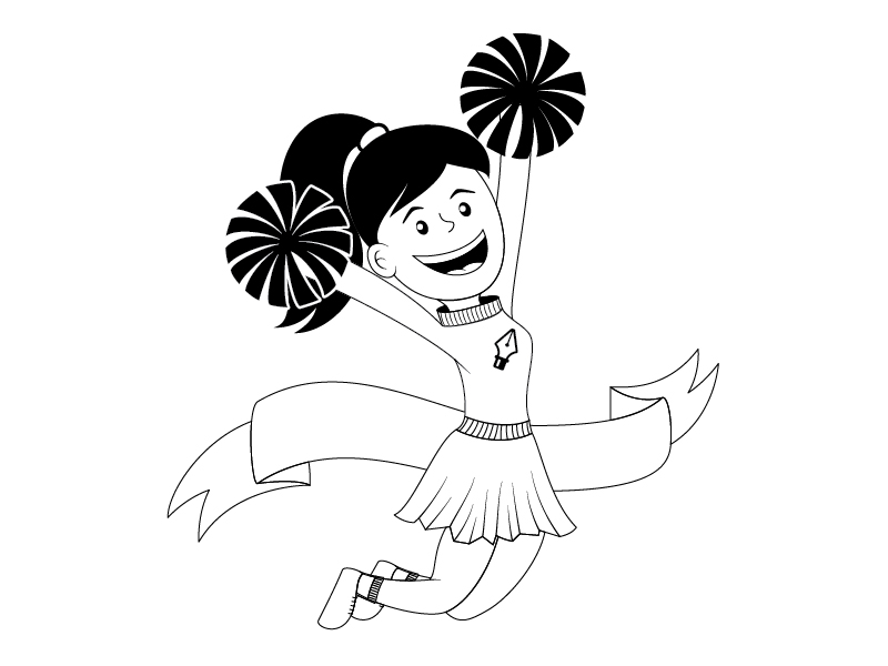 Cheerleader Cartoon Drawing / Standard printable step by step. - Protes Png