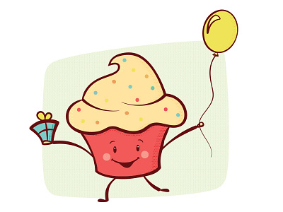 Cupcake Cutie ballon birthday cupcake cute illustration present