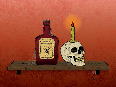 Happy Halloween candle halloween illustration potion skull spiderweb texture