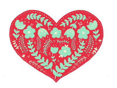 Hearts And Flowers floral flowers folk art heart valentine