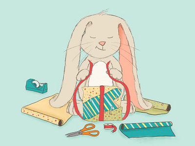 Gift Wrapping Bunny birthday bunny gift illustration present rabbit