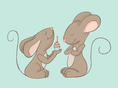 Birthday Mice birthday cake cupcake illustration mice mouse
